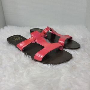 Lilly Pulitzer Phipps Slide Patent Leather Sandals 8 Princess Pink Shoes Flats
